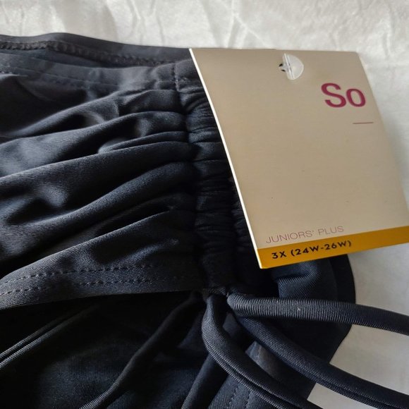 NEW SO Juniors Bikini Swim bottom with side tie high waisted ruched Black NWT 3X - Picture 6 of 6